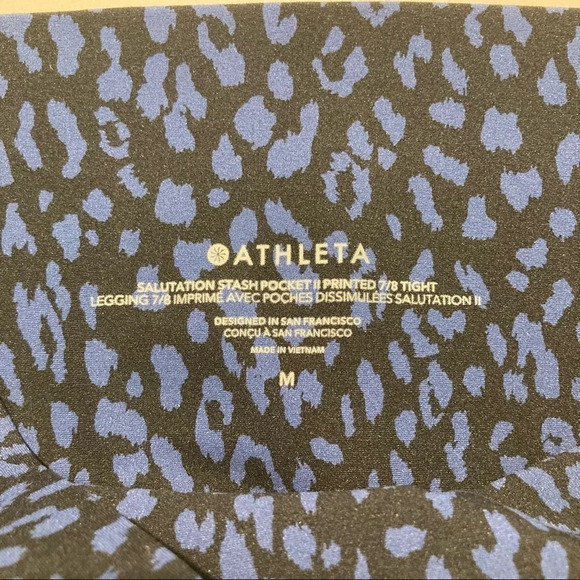ATHLETA Sz M Salutation Stash Pocket II 7/8 Leopard Print  Tight Leggings - Picture 10 of 13
